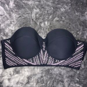 Strapless crochet detail bikini top